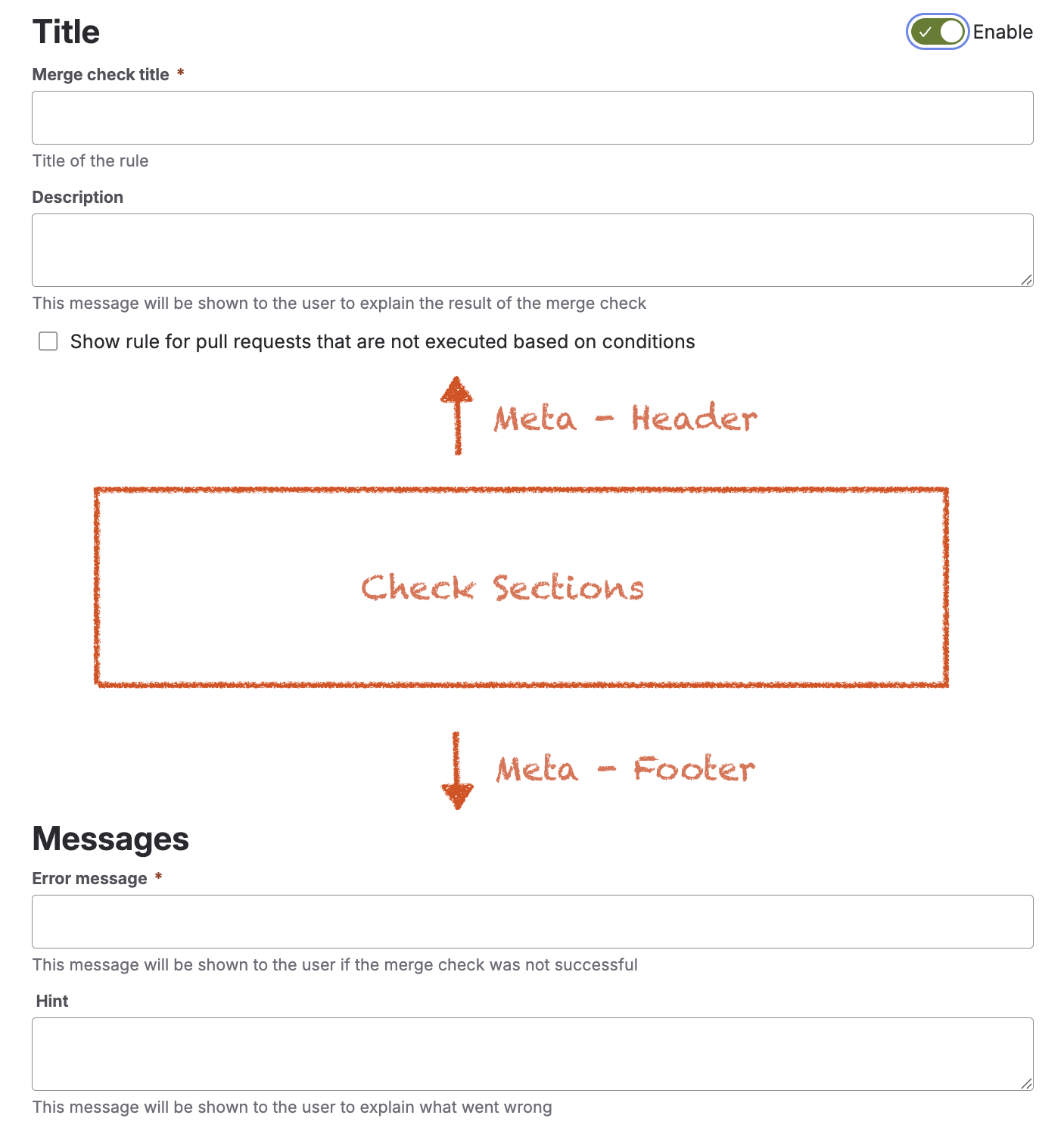 The common part of the rule creation dialog